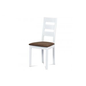 AUTRONIC BC-2603 WT jedálenská stolička, masív biely, poťah hnedý